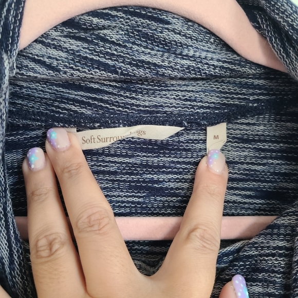 Soft Surroundings Blue Split Cowl Neck Long Sleeve Tunic Sweater Medium - Picture 10 of 11